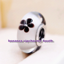 925 Sterling Silver Handmade Glass Beads Black Cherry Blossom Murano Gla... - $110.92 MXN