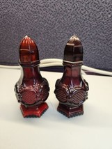 Avon Cape Cod 1876 Ruby Red Salt and Pepper Shakers 4.25&quot; tall - £8.61 GBP