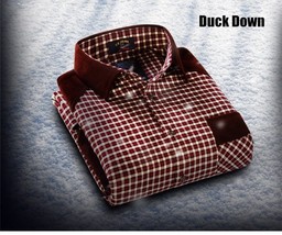 Men&#39;s Warm Thick Duck Down Plaid Flannel Winter Fleece Casual Long Sleev... - $74.95