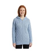 Aran Crafts Ireland Merino Wool Zip Hoodie Coat Sky Blue XS NWOT - $179.95
