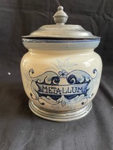 antique ceramic apothecary jar  &quot;Metallum&quot;. Tin lid - $89.00