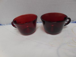 Anchor Hocking Royal Ruby:  2  Coffee  Cups with rimmed bottoms.  straig... - $7.92