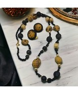 Vintage Tortoise Shell look necklace and clip on earring set - €43,42 EUR