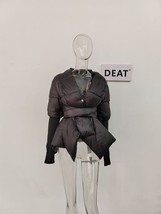 DEAT Fashion Women&#39;s Cotton-padded Coat V-neck Slim Bandage Waist Big Hem Long S - £58.30 GBP