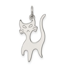 Sterling Silver Cat Charm Pendant Animal Jewelry 23mm x 15mm - £15.82 GBP