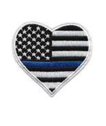 THIN BLUE LINE HEART IRON ON PATCH 3&quot; Black White USA Flag Police Awaren... - $5.56 CAD