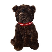 Dan Dee Valentines Day Large Brown Bull Dog Shar Pei Plush Stuffed Animal 24&quot; - £66.02 GBP