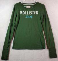 Hollister Shirt Top Womens Size Medium Green Knit Cotton Long Sleeve Round Neck - £11.82 GBP