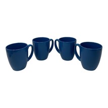 Vintage Corelle Stoneware 12 oz Coffee Mugs Royal Blue Set of 4 - Excellent - £10.25 GBP