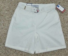Womens Shorts Croft &amp; Barrow White Twill Belted Stretch Classic Casual-size 6 - £11.92 GBP