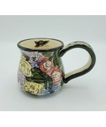 Vtg 2000 Heather Goldminc Signed Blue Sky Clayworks Floral Coffee Mug / ... - £11.83 GBP