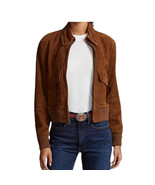 Leather Suede Soft Jacket Brown Lambskin Casual Handmade Women&#39;s Genuine... - $138.75+