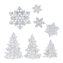 7 Pieces Christmas Snowflakes Cutting Dies Metal Christmas Tree Stencil ... - $19.99