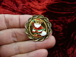 (BR-257)  Santa Claus winter Christmas circle pin pendant brooch - £18.78 GBP