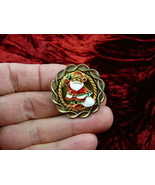 (BR-257)  Santa Claus winter Christmas circle pin pendant brooch - $32.63 CAD