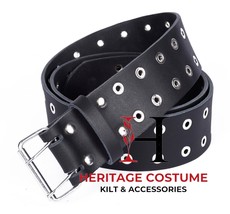 Scottish Men Black Leather KILT BELT - Utility Belt - Duty Belt - 2 Inch... - £30.02 GBP