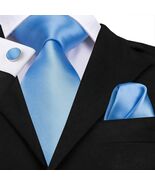 Pale Baby Blue Necktie Set (includes Handkerchief and Cufflinks) - $18.99