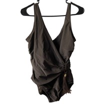 Roxanne Collection Swimsuit Womens Size 18 One Pc 42C Brown Wrapped Runched - £10.41 GBP