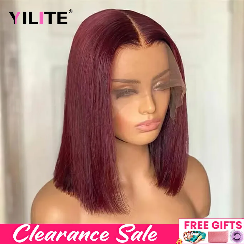 Undy short bob lace front wig human hair brazilian straight burgundy bob wigs for women thumb200