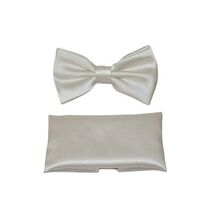 Men's Satin Silky Bow Tie Hankie by J.Valintin Collection #10036 Off White - $19.99