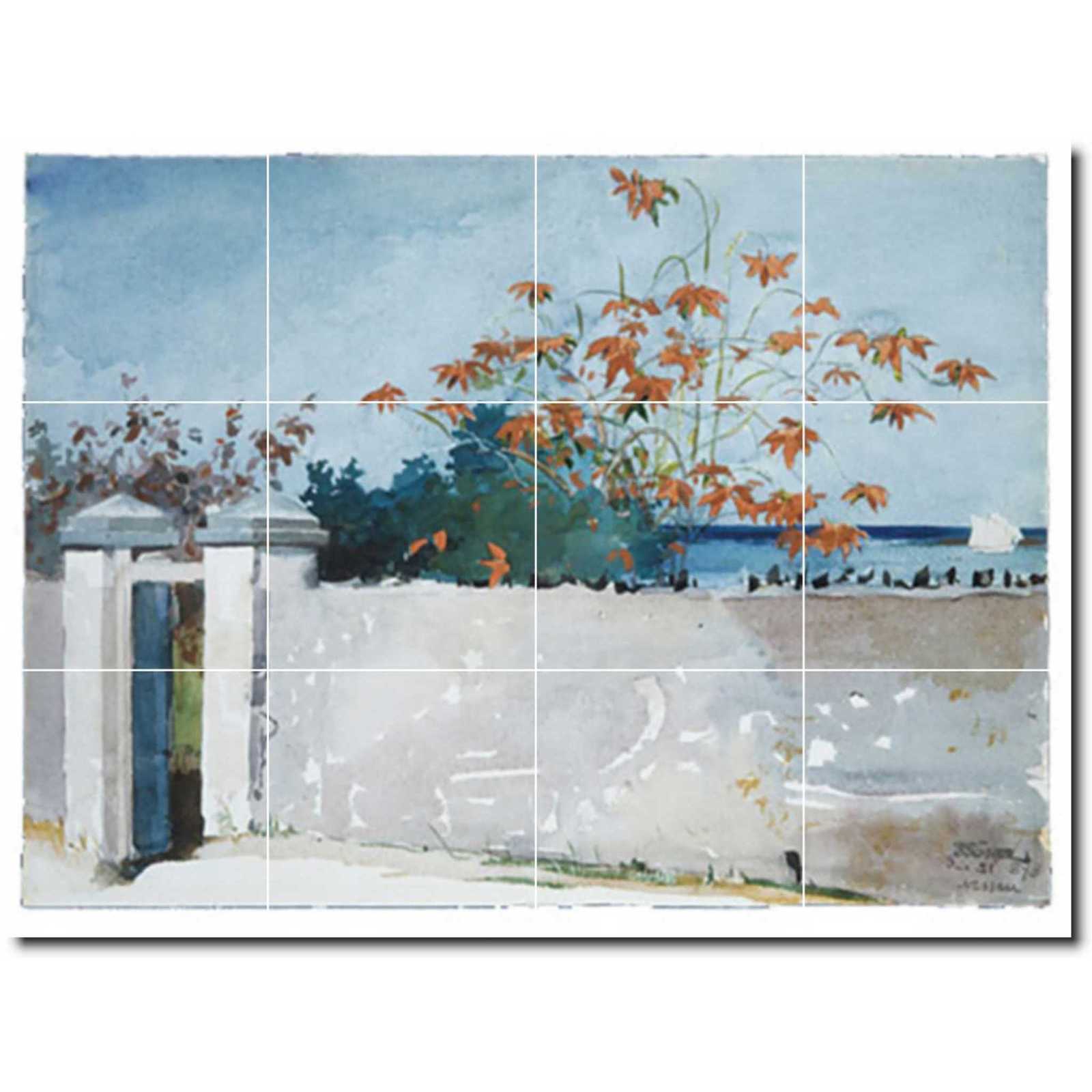 Winslow Homer Village Painting Ceramic Tile Mural BTZ04328 - $120.00+