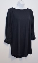 J Jill Top XL P NEW Navy Blue Button Tab Sleeve Tunic Relaxed Generous Fit - £43.63 GBP