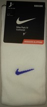  Nike Men&#39;s Park IV White Blue Logo Soccer Socks Sz S - $13.99