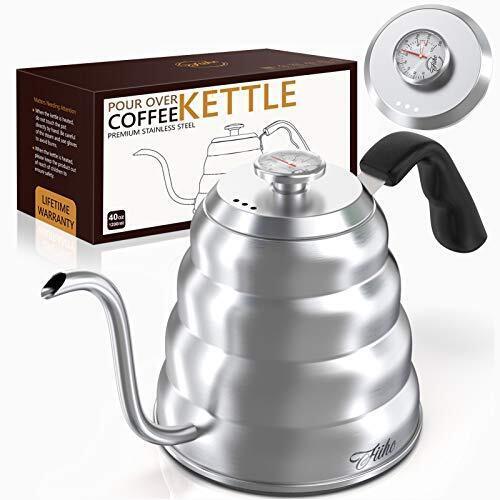 FIIHO Coffee Gooseneck Kettle with Thermometer -Stainless Steel(1.2 Liter, 40oz) - £53.85 GBP
