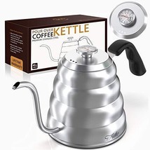FIIHO Coffee Gooseneck Kettle with Thermometer -Stainless Steel(1.2 Liter, 40oz) - £54.17 GBP