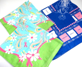 Ford Breast Cancer Awareness Lot of 4 Bandanas Scarves Green Floral Blue - $9.89