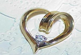 14K .13ct Diamond Solitaire Lace Heart Enhancer Pendant For Necklace Yel... - $435.59