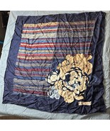 Christian Dior Blue Floral Striped Silk Women’s Square Scarf 29” - $59.99