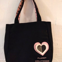 Planet Hollywood Black Tote Bag Pink/White Heart Emblem Pink Signature L... - £7.04 GBP