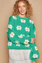 POL Daisy Pattern Drop Shoulder Sweater - $35.00