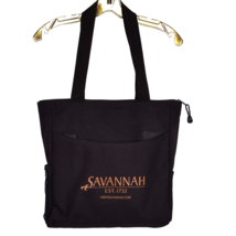 Savannah Canvas Tote Bag Black With Gold Lettering - £12.03 GBP