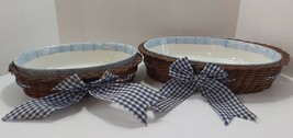 Set Of 2 Vtg 1995 Teamson Oval Casserole Dishes W/Basket Trivets  9&quot;&amp;11&quot; - £32.48 GBP