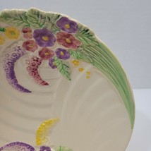 Wade Heath Cream Bowl Raised Flowers Leaves Green Purple Yellow Mauve Swirl - £9.16 GBP