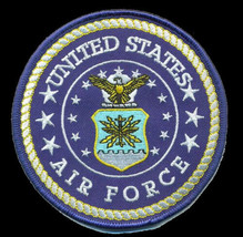 4&quot; Usaf Air Force Logo Seal Eagle Shield Stars Round Military Embroidered Patch - £23.52 GBP
