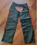 Women&#39;s Medium Hot Leathers Chaps Riding Motorcycle Harley Black Orange - $55.00