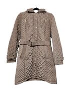 MICHAEL KORS Quilted Hooded Belted Puffer Coat Tan Women SZ S Long Winte... - $39.99