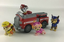 Paw Patrol Rescue Pups Marshall Fire Truck Vehicle Figures 5pc Lot Spin ... - $26.68