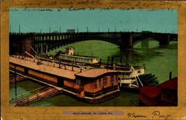 St. Louis Missouri Eads Bridge During Flood of 1903-UDB POSTCARD - BK42 - £4.64 GBP