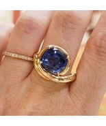 5ct Lab Created Tanzanite 14k Yellow Gold Plated Solitaire Cocktail Wedd... - $158.53