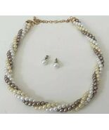 Fashion Jewelry ~ Goldtone ~ Jeweled Necklace &amp; Pierced Earrings  - $20.00