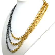 Multi Chain Layered Necklace Two-toned Gun-Tone &amp; Gold Tone 16&quot; Adjustable - $8.00