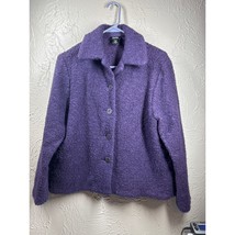 Eileen Fisher Women&#39;s Textured Wool Jacket Medium Dark Purple Button Fro... - $716.11 MXN