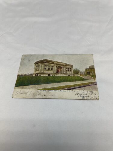 Vintage 1906 Carnegie Library Bayonne NJ  Postcard Travel Souvenir KG JD - $9.89