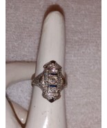 1920&#39;s Antique Art Deco 18k White Gold Diamond &amp; Sapphire Ring size 5.5 - €418,03 EUR