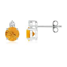 ANGARA Natural Fire Opal Stud Earrings with Diamond in Silver for Women ... - $331.55+