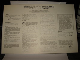 1979 MAD Magazine Board Game piece: Instructions Insert - £1.97 GBP